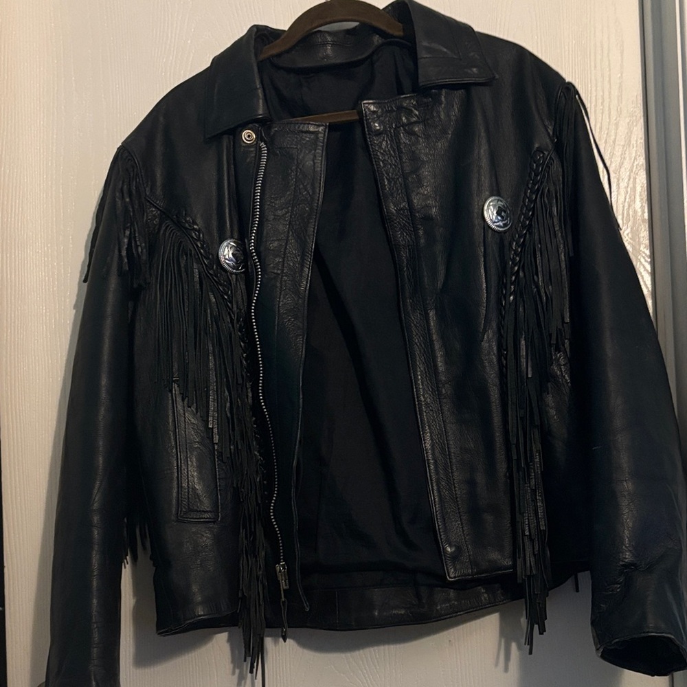 Fringed Black Leather Jacket